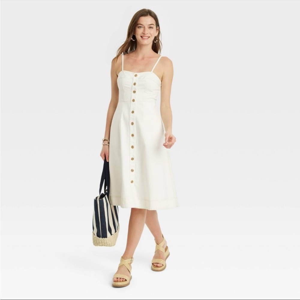 NWT Universal Thread Women’s Corset Denim Dress Midi A-Line